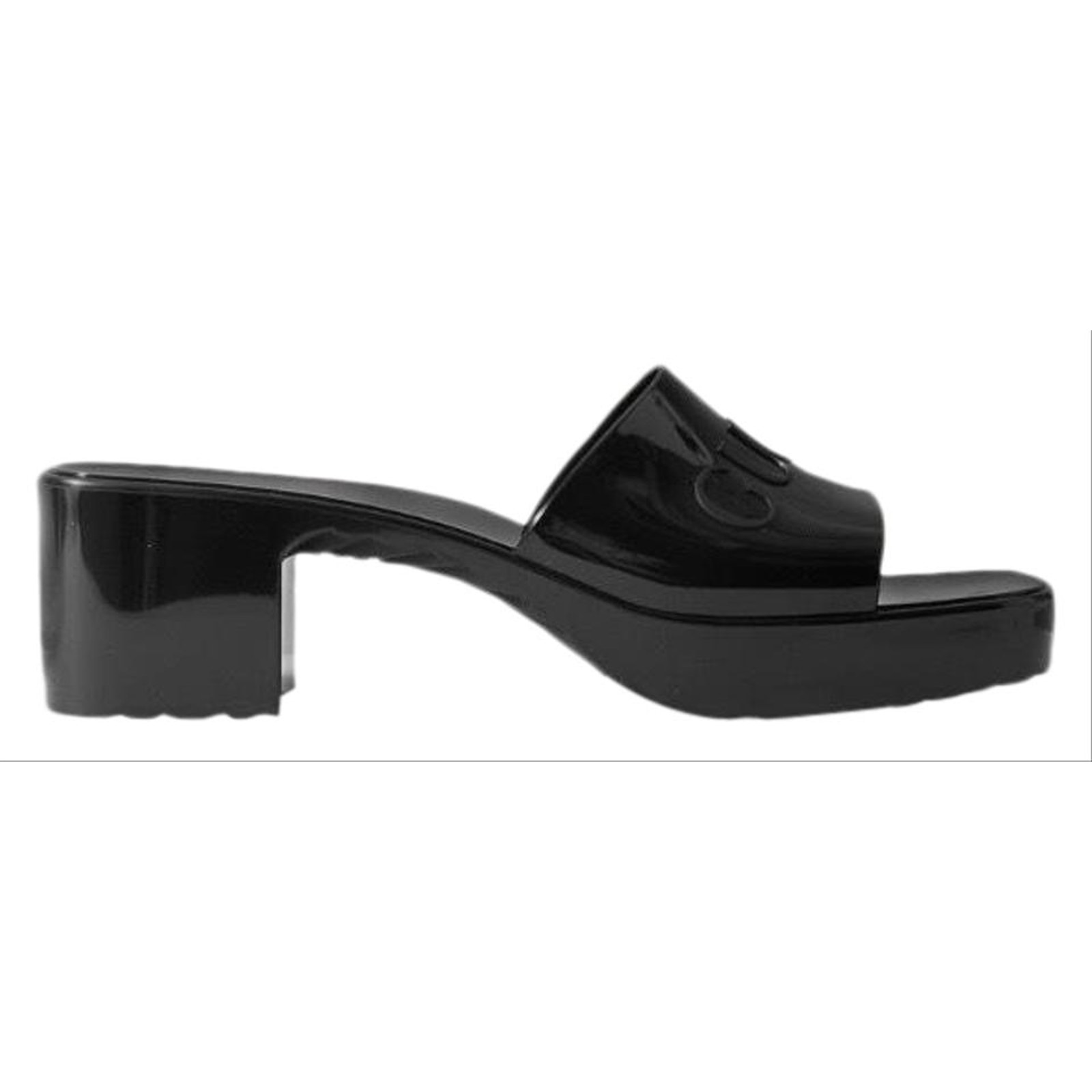 Gucci Logo Embossed Rubber Heels Slippers Sandals